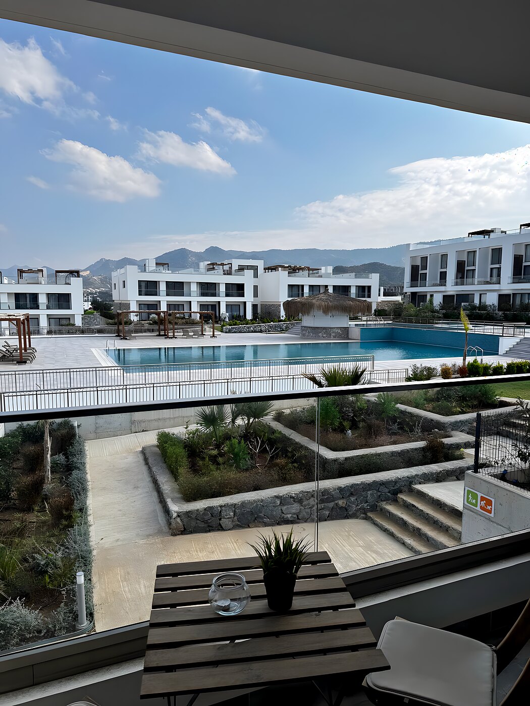View of the resort pools from the terrace